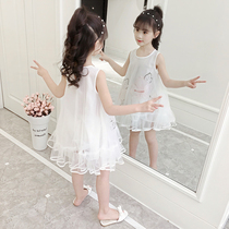 Korean girls summer dress 2021 New style Princess vest skirt little girl summer puff dress