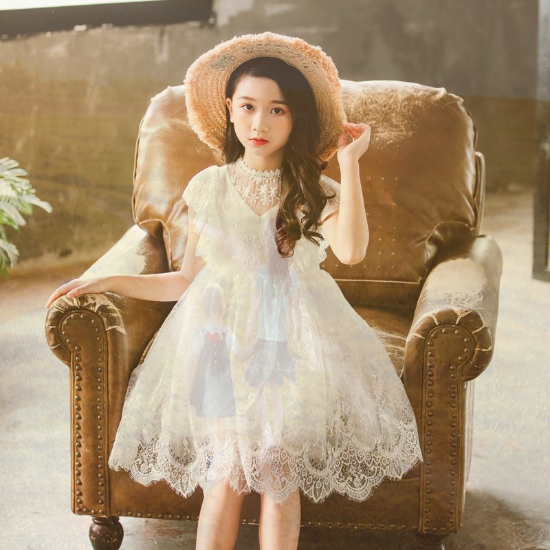 Korean girls lace dress 2020 summer new short-sleeved princess dress