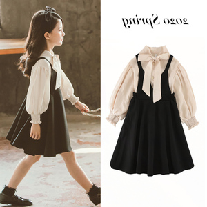 Korean girl dress spring and autumn dress 2021 new dress princess skirt net red foreign style little girl suit