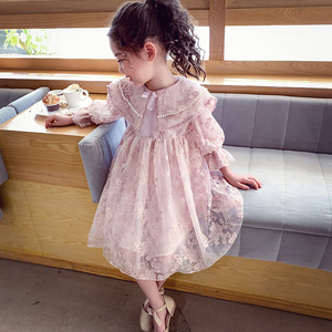 Korean girls dress autumn 2020 new long-sleeved lace princess dress