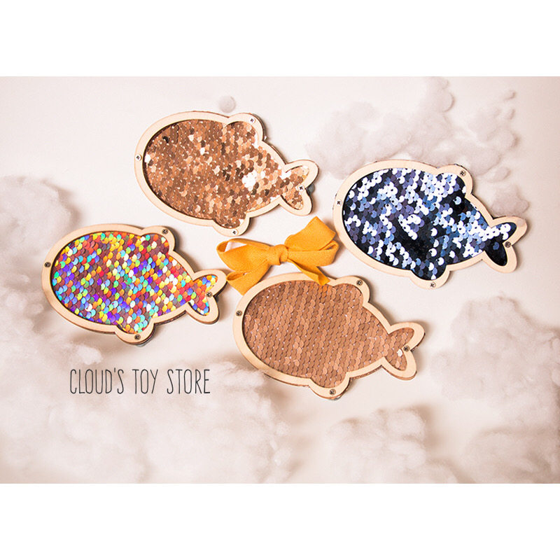 Children's busy board diy accessories Baomao homemade busyboard sequin fish shape toddler toy busy house