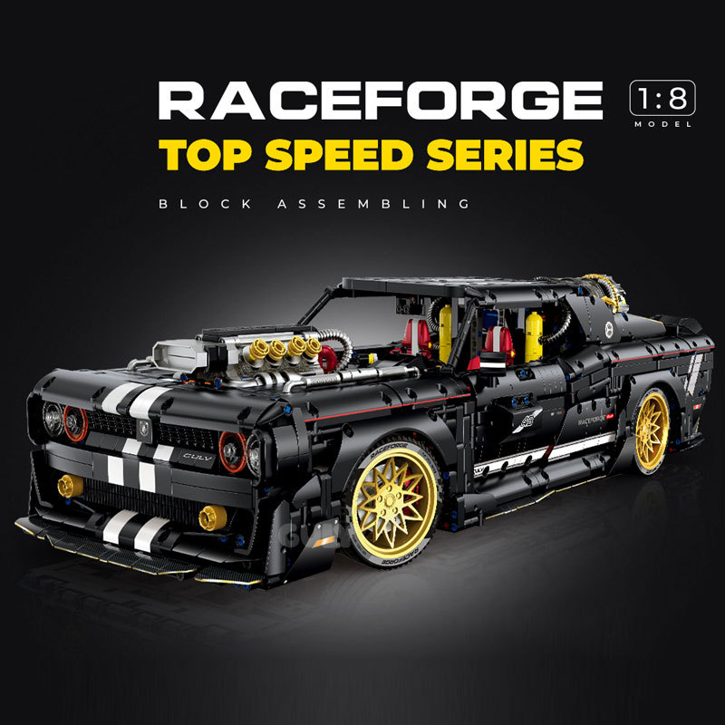 Guli 10637 Dodge Challenger American Muscle Car Remote Control Building Block Sports Car 1:8 Car Model Boys' Gift