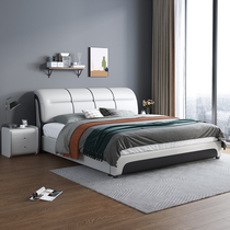 Yamaijia modern simple leather bed 1 8m double wedding bed Master bedroom small apartment 1 5m soft bag bedroom king bed