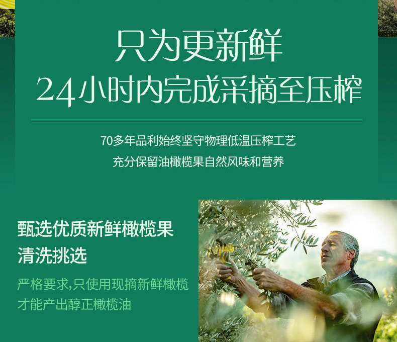 西班牙产 品利 特级初榨橄榄油 250ml*2瓶 图5