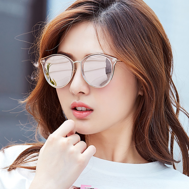 2019 new Korean version of the tide transparent pink net red sunglasses female round face street shot sunglasses female retro Harajuku wind