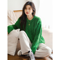 (Spot) thick and warm ~ Heavy-work coarse needle twisted with thickened goat sweatshirt for a loose and lazy sweaters
