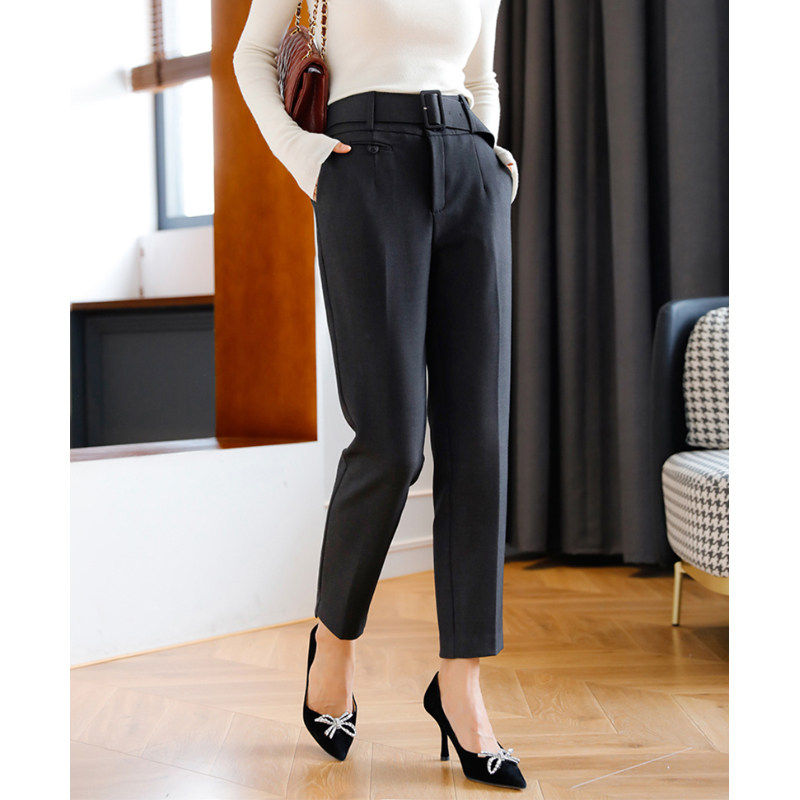 Enjiahui Town shop god pants velvet thickened high-waisted casual pants women's winter new thin wild wool pants