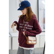 (spot) INS Boo main wind ~ letter printed Even cap sweatshirt female autumn winter loose and casual plus suede thickened blouses