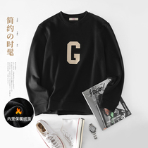 (Spot) Fashion Fast People Step Plus Suede Thickened Casual Letter Veglewear Mens Winter 100 Lap collar blouses