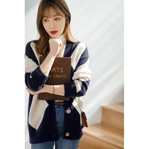 (Spot) Europe and America Great Raft Collision Color-Shaped Cashmere Cardiff Cardiff Sweatshirt Sweater Sweater Jacket