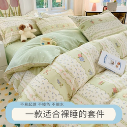 ins Fresh and Simple Four-Piece Bedding Set 2024 New Style Bedding Sheet Duvet Cover Dormitory Three-Piece Set Non-Cotton Pure Cotton 4
