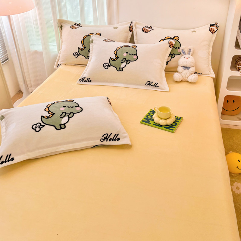 Winter Quilt, Thickened Warm Quilt, Fleece-Lined Duvet Cover, Complete Set, Removable and Washable Cotton Quilt Core, Milk Coral Fleece