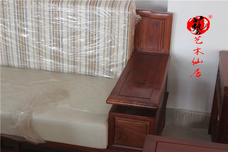 Gỗ Mahogany Gỗ hồng mộc Miến Điện hiện đại Bộ sofa Trung Quốc gồm sáu Ghế sofa gỗ rắn Hoa hồng lớn Gỗ hồng mộc - Bộ đồ nội thất