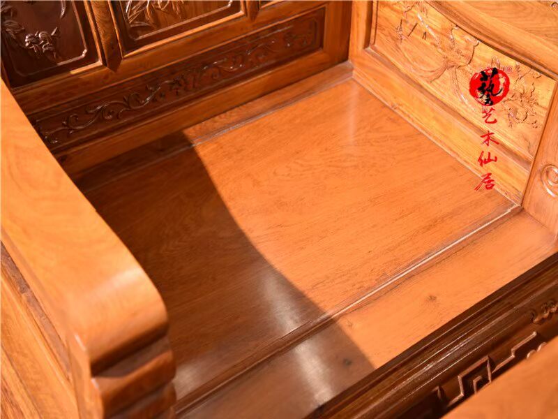 Đồ gỗ gụ Miến gỗ hồng mộc Miến chạm khắc ghế sofa kết hợp Trung Quốc cổ điển ghế sofa phòng khách trái cây gỗ hồng lớn - Bộ đồ nội thất ghế sofa