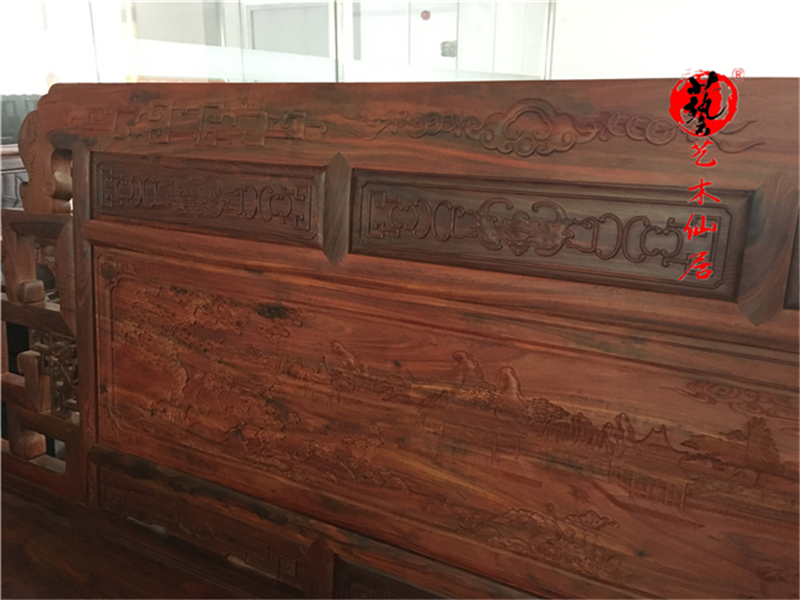 Nội thất gỗ gụ Lào đỏ hồng thân voi bộ sofa 10 bộ sofa gỗ gụ Sian gỗ hồng mộc - Bộ đồ nội thất giường ngủ giá rẻ