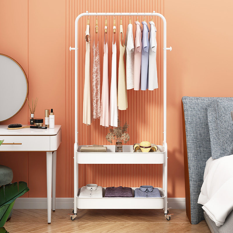 Wardrobe open simple coat rack bedroom storage combination multifunctional mobile Nordic style simple bedroom metal