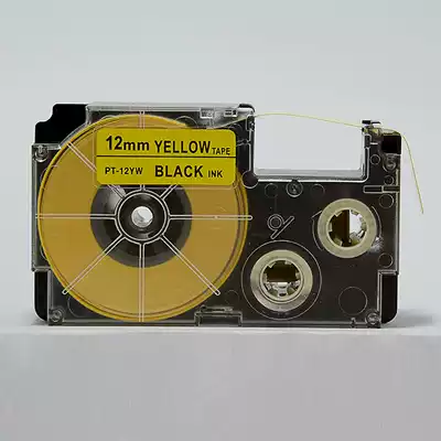Universal paste domestic PT-12YW ribbon and XR-12YW1 LABEL TAPE 12MM BLACK ON YELLOW KL-60 RIBBON