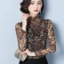 Mùa thu đông 2018 mới họa tiết da báo co giãn dài tay áo thun lưới đáy áo mùa thu Slim size mẹ đầm to áo cho người trung tuổi Quần áo của mẹ