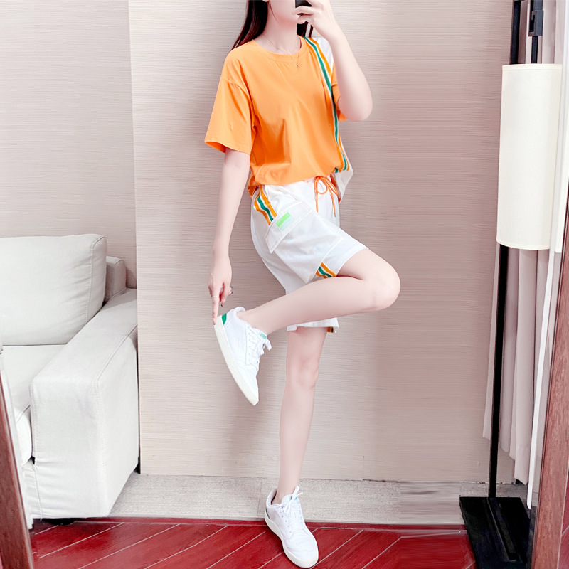 Hong Kong summer shorts sports suit women 2021 new Korean version loose western style casual running clothes