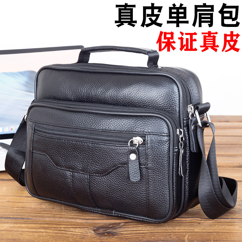 Guaranteed Bull Leather Single Shoulder Bag Men's Bag Genuine Leather Skew Satchel Bag for men Bag Business Multi-Layer Scapegoat briefcase briefcase