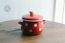 One meter enamel micro-blemish Red Jade dots thickened curled enamel small soup pot complementary food breakfast instant noodles fat pot