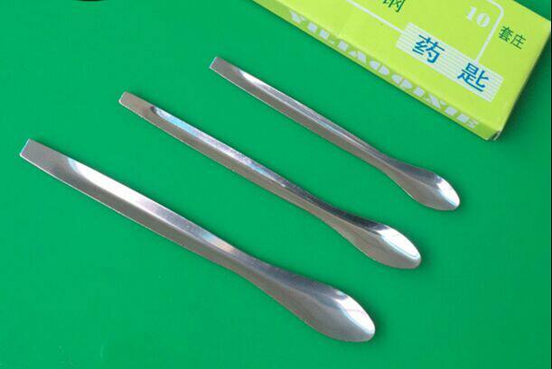 Stainless steel three-piece single-head spoon reagent spoon 3*1 set of large 14 medium 12 5 small 10 5cm sample spoon