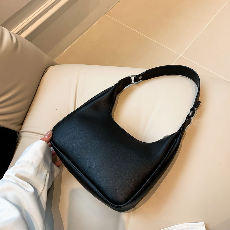 Elegant Crescent Shoulder Bag - Underarm Purse With Adjustable Strap, Faux Leather