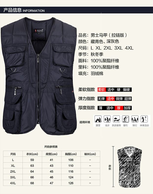 Mùa thu và mùa đông quần áo trung niên nam lớn bỏ túi vest clip xuống bông ấm áo vest overalls cha mặc cắt vai áo ba lô nam