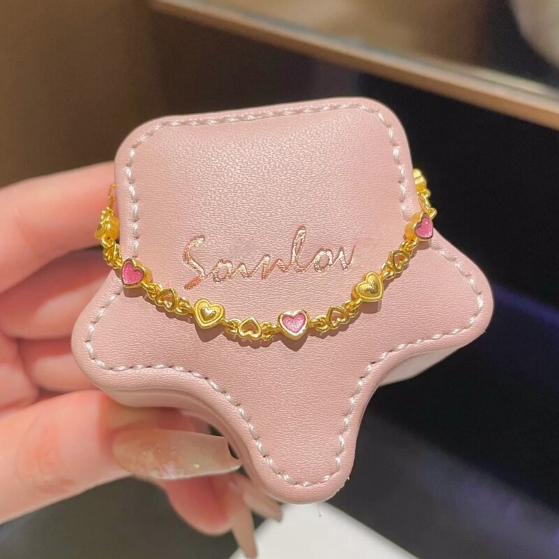 Girl's Pink Heart-Shaped Runaway Princess Bracelet, Light Luxury Niche Exquisite Friendship Jewelry with High Aesthetic Design