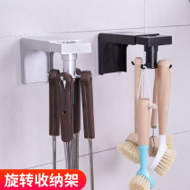 Wall-mounted free-to-punch kitchen supplies rotatable hooks shelves Pan Shovel Shelf Pendant containing cutlery supplies