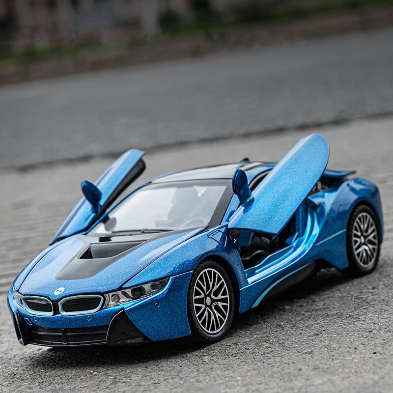 Simulated Bmw I8 Sports Car Model, Alloy Metal Car Model, Racing Car Collection, Cool Toy Car, Boy's Toy Car