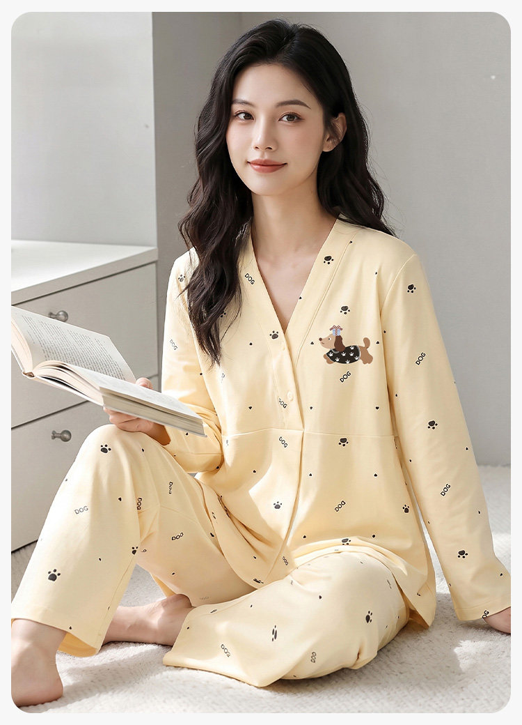 【送帽子】纯棉哺乳月子服秋冬产后坐月子春秋款孕妇不勒肚家居服 — 15