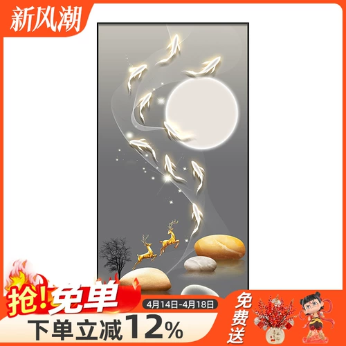 Entuan Decorative Painting Modern Light Luxury High -End Furals выступают с вертикальной версией стены. Новый коридор в проходах