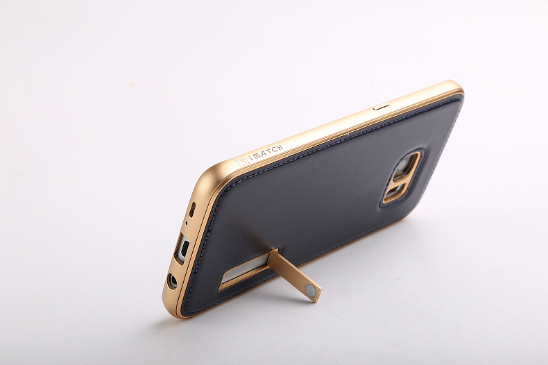 iMatch Luxury Aluminum Metal Bumper Premium Genuine Leather Back Cover Case for Samsung Galaxy S7 Edge G9350 & S7 G9300