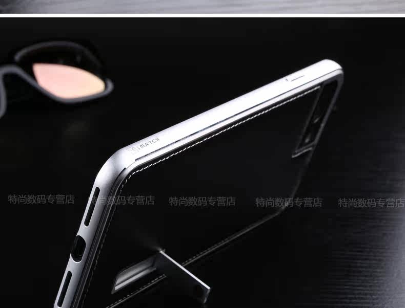 iMatch Luxury Aluminum Metal Bumper Premium Genuine Leather Back Cover Case for Apple iPhone 7 Plus & iPhone 7