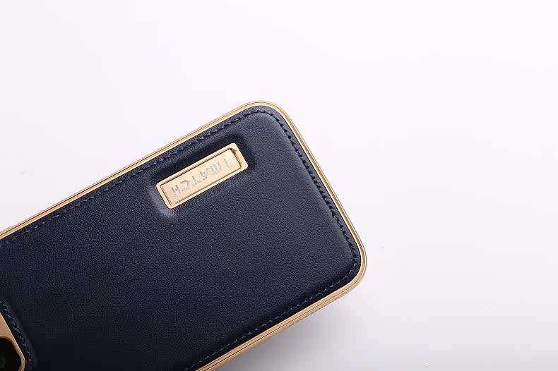 iMatch Luxury Aluminum Metal Bumper Premium Genuine Leather Back Cover Case for Samsung Galaxy S7 Edge G9350 & S7 G9300