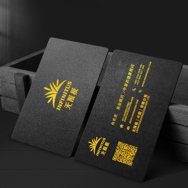 High-end creative special paper business card customization free design bronzing silver business embossed black card personalized business card making