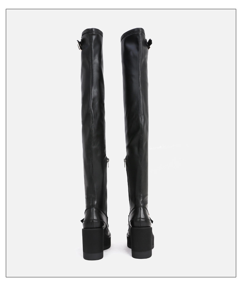 Стрейч ботинки/носки сапоги 长靴女过膝靴真皮厚底显瘦长弹力靴欧美高筒瘦瘦靴皮靴高跟长筒靴 540926325