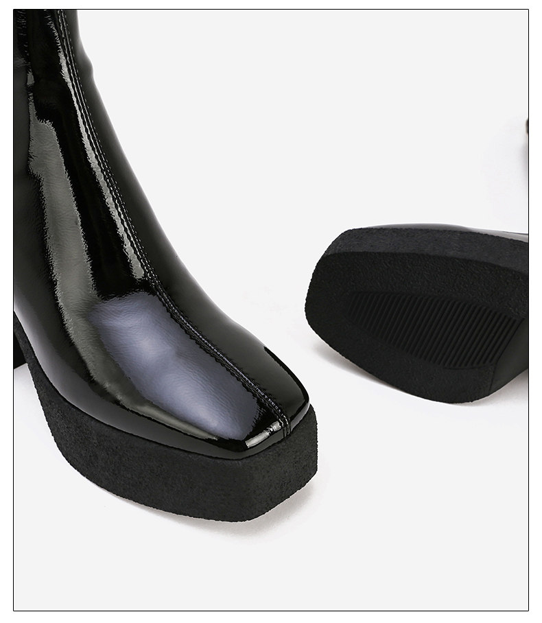 Стрейч ботинки/носки сапоги 高筒靴女春秋单靴英伦厚底松糕方头显瘦显高长筒靴女不过膝骑士靴 Animal husbandry Mani