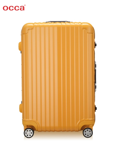 Occa/ouka, подлинный желтый чемодан из чистого ПК, чемодан на колесиках в стиле ретро, ​​европейский и американский, универсальный чемодан с кодовым замком на колесах