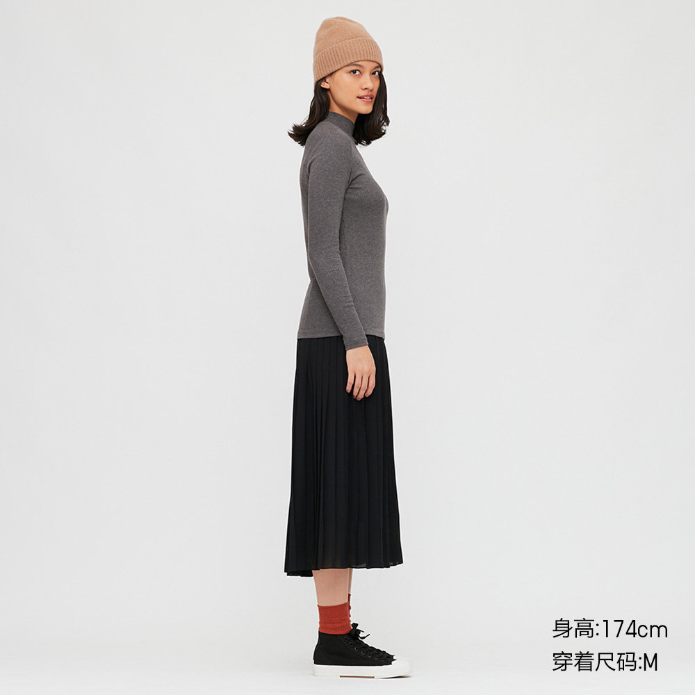 uniqlo women's rib high ne t-shirt (long sleeve) 428316 uniqlo