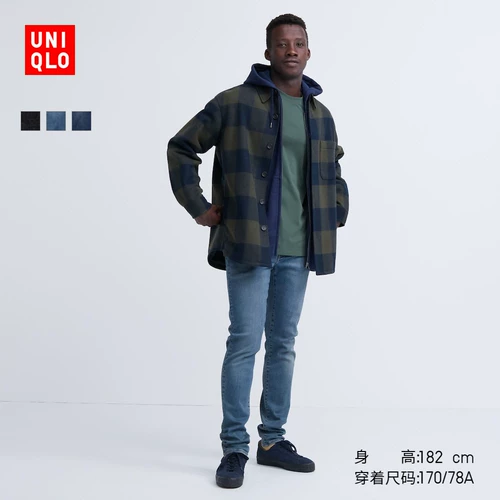 Мужские теплые джинсы HEATTECH приталенного кроя UNIQLO, можно стирать 459692 450250