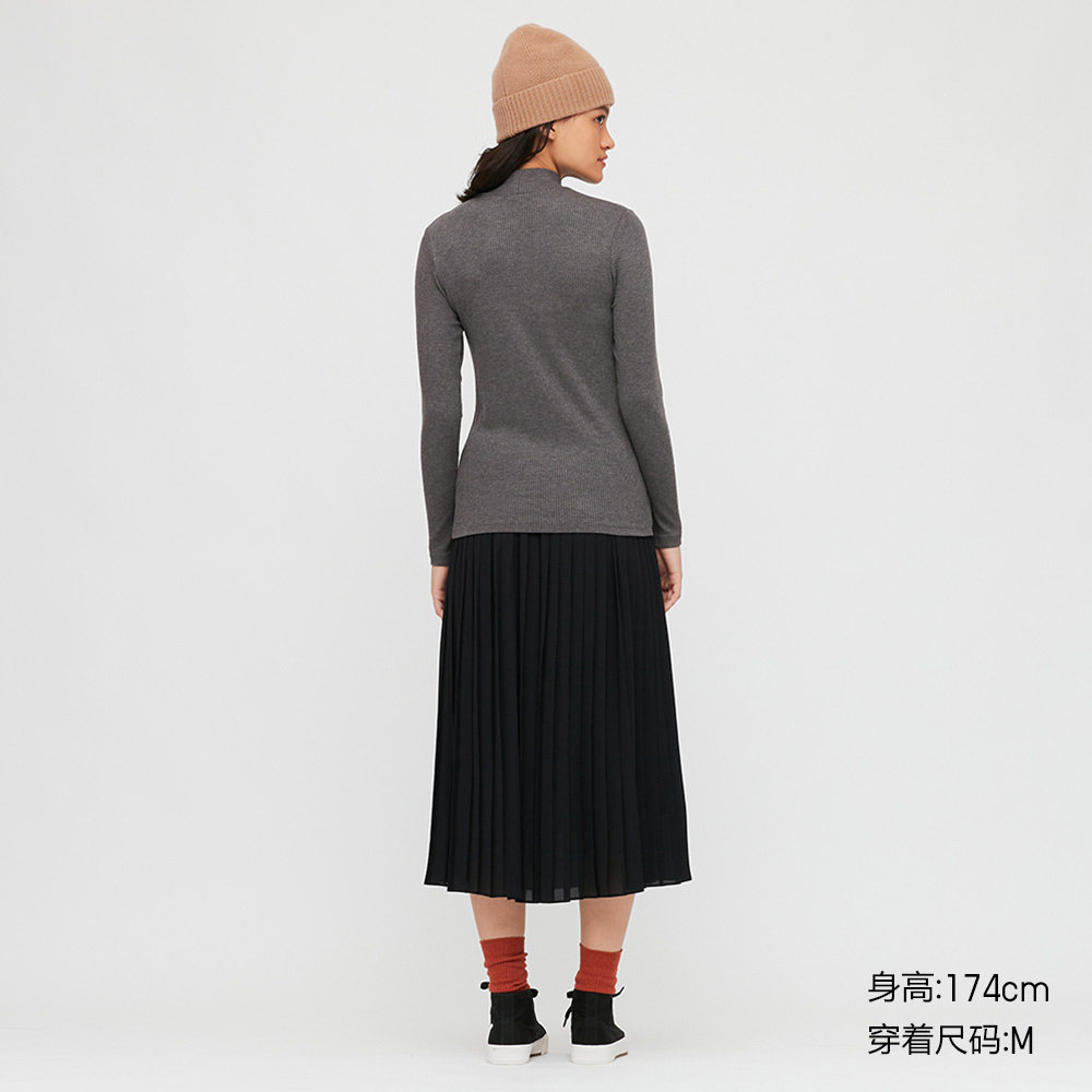 uniqlo women's rib high ne t-shirt (long sleeve) 428316 uniqlo