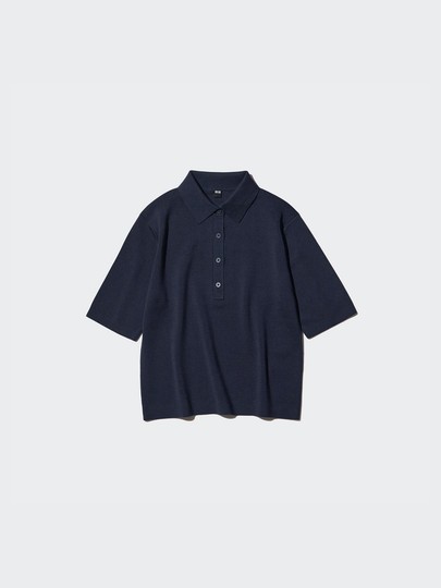 Uniqlo Women's Modal Cotton Blend Polo Collar Knitwear/Short-Sleeved Sweater 25 Summer New Style 476256
