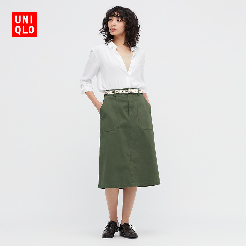 Uniqlo Women's Dress Cotton Frock Dress (Half Body Dress Spring Autumn New) 448462 UNIQLO