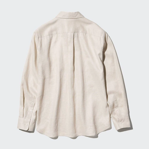 Uniqlo льняная рубашка с длинными рубашками женское французское льняное охлаждение рубашки.