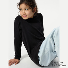 Теплые футболки 优衣库童装男女童heattech ultra warm圆领t恤秋衣478634 478636