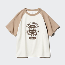 Футболка детская uniqlo童装男女童airism棉混纺印花圆领t恤短袖透气聪明t474596