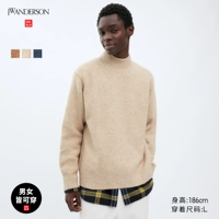 Коллаборация мужской и женской одежды Uniqlo/свитер с высоким воротником из пряжи суфле/свитер-свитер 461070
