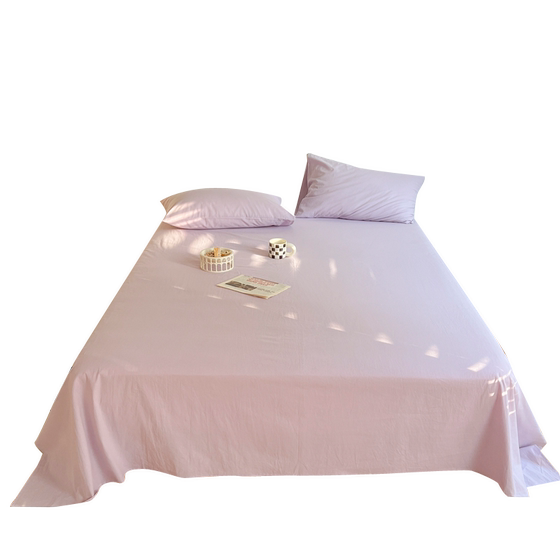 Pure cotton washed cotton bed sheets, single piece, solid color, single student dormitory, 100% cotton quilts, pillowcases, 2-piece set, purple